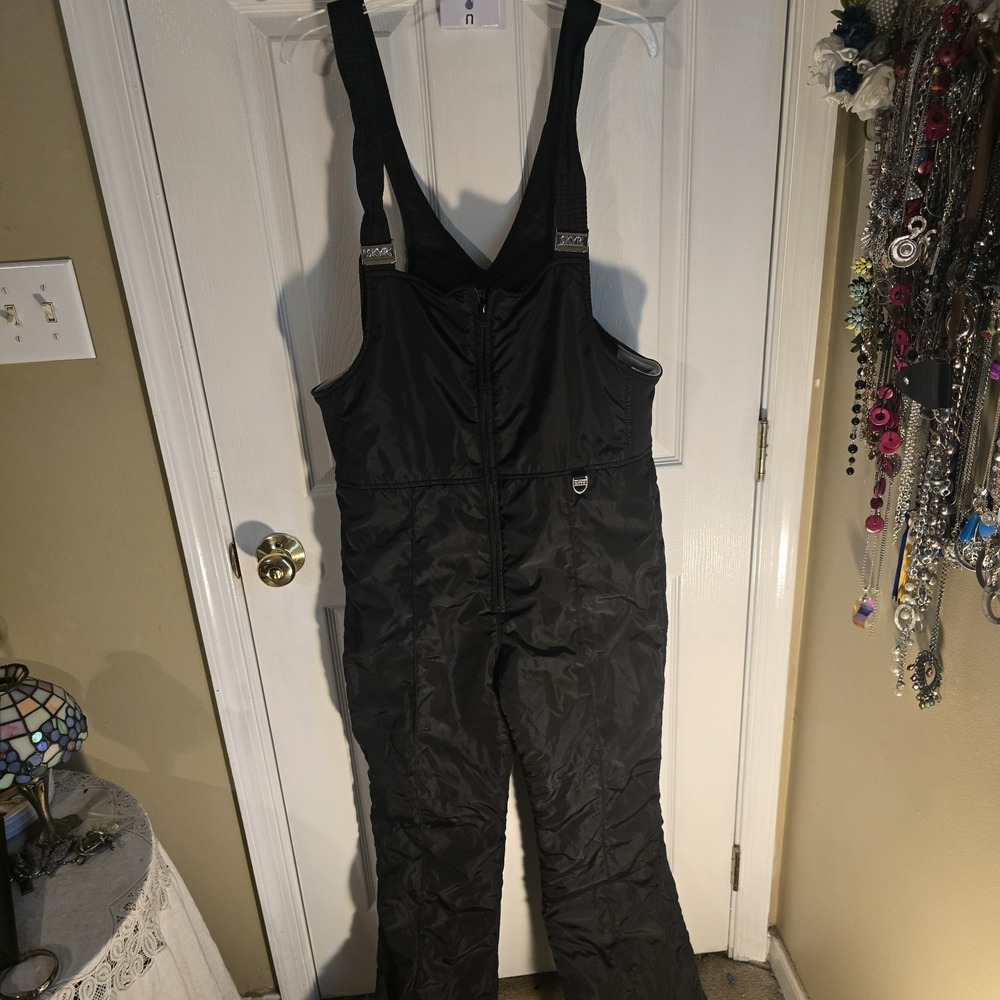 Skyr Mens Vintage Ski Bibs Black Insulated Overalls Snow Pants Size Large L